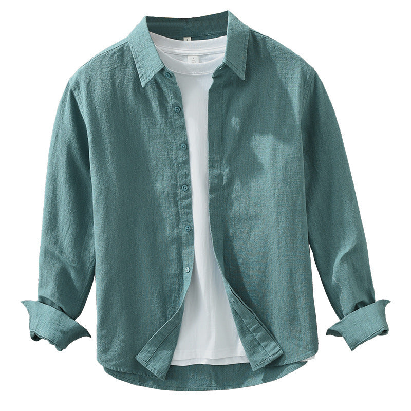Long Sleeve Shirt Men's Fashion Casual Artistic Loose Linen Top - Your Shopify