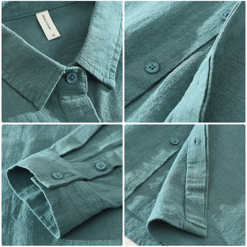 Long Sleeve Shirt Men's Fashion Casual Artistic Loose Linen Top - Your Shopify