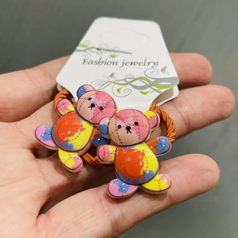 2Pcs Shiny Starfish Children Elastic Hair Bands Ponytail Holder Hair Ties Headband Scrunchie Hair Accessories for Girls