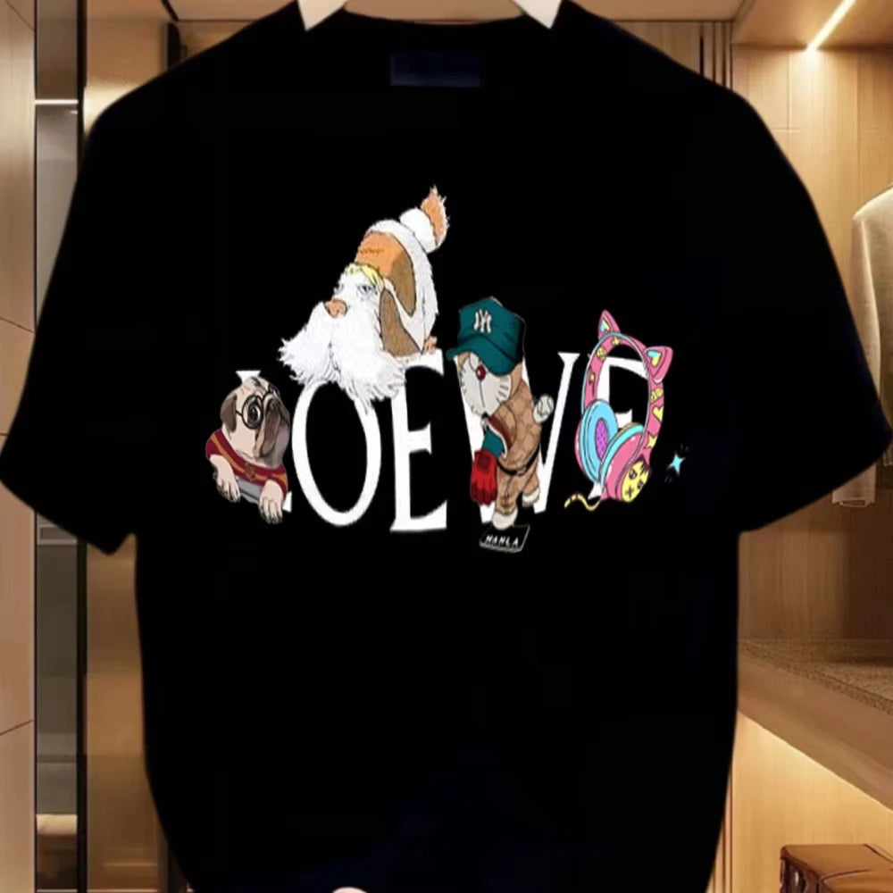 2025 New Trend Heavy Cotton New Short-sleeved T-shirt Young Men's and Women's Ins Trendy Brand Street Loose Top