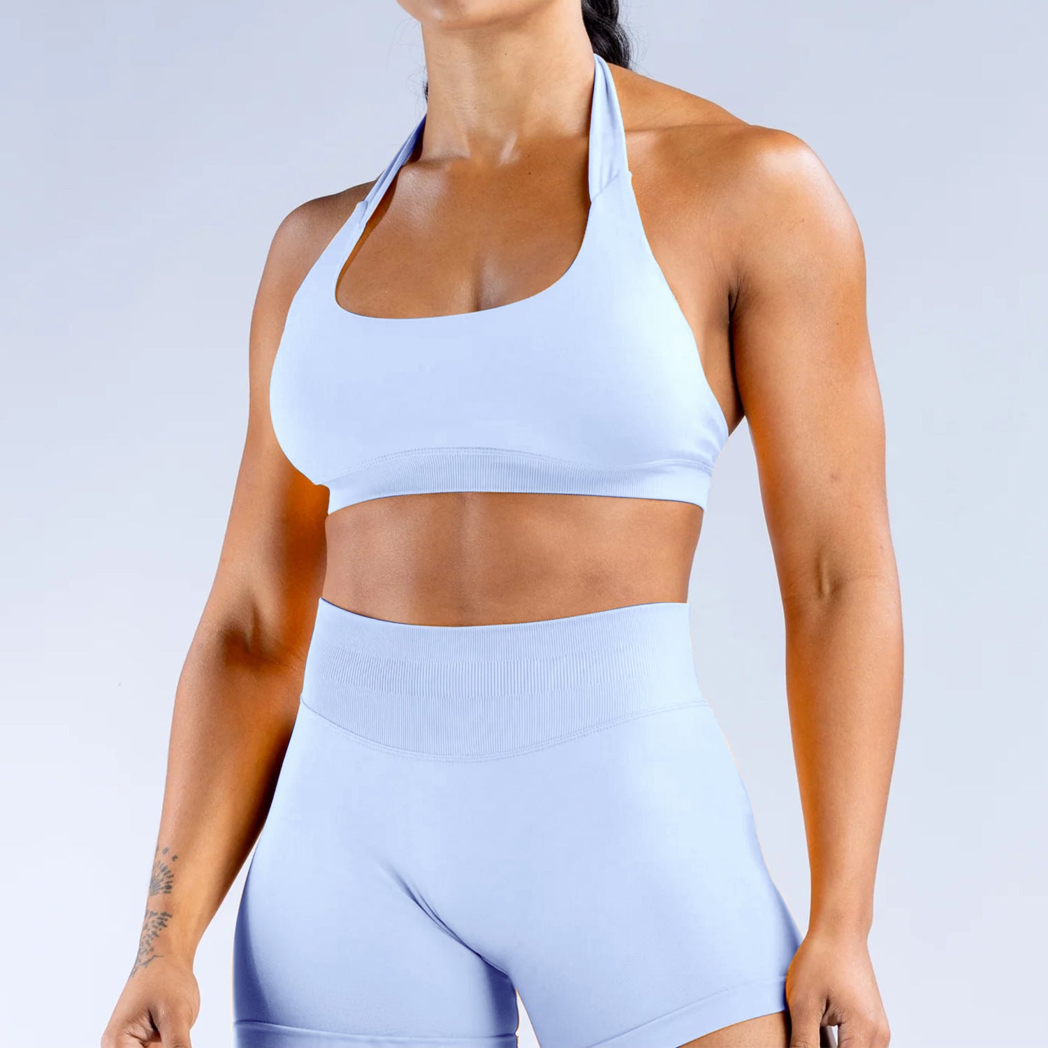High Elastic Ultra-fine Matte Nylon Halter Beauty Back Seamless Sports Bra