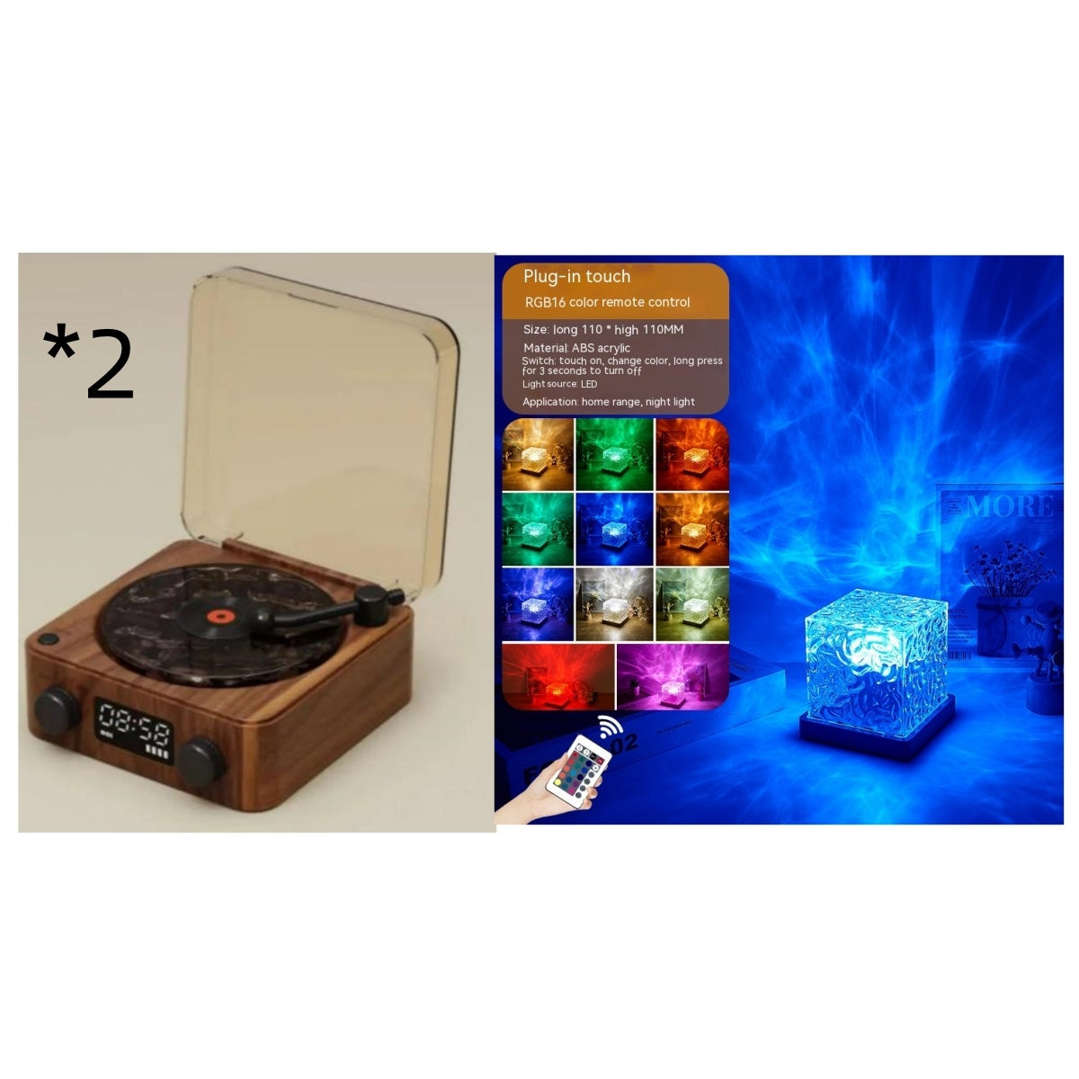 Retro Turntable Speaker Wireless Bluetooth-compatible 5.0 Vinyl Record Player Stereo Sound With White Noise RGB Projection Lamp Effect - Your Shopify