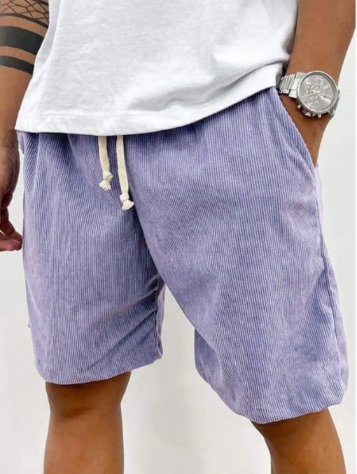 Men's Corduroy Shorts With Drawstring Fashion Casual Pockets Pants Summer - Your Shopify