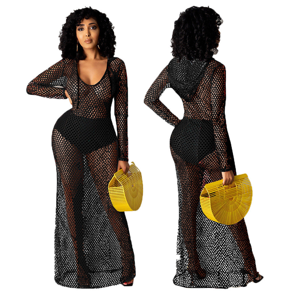 Hollowed Cover Long Skirt Bikini Swimwear Cover-up - Your Shopify