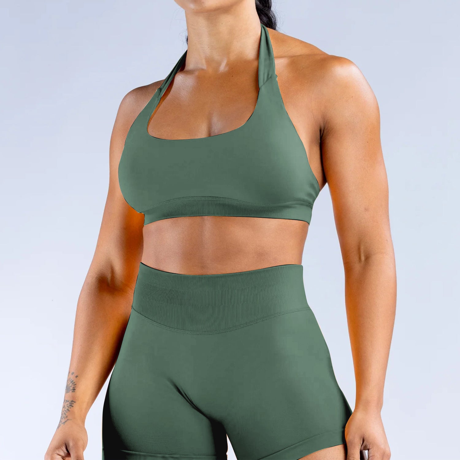 High Elastic Ultra-fine Matte Nylon Halter Beauty Back Seamless Sports Bra
