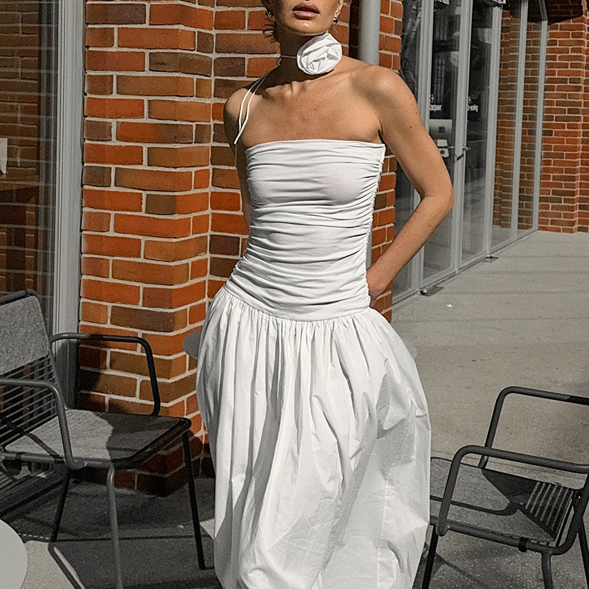 Autumn White European Flower Dress - Your Shopify