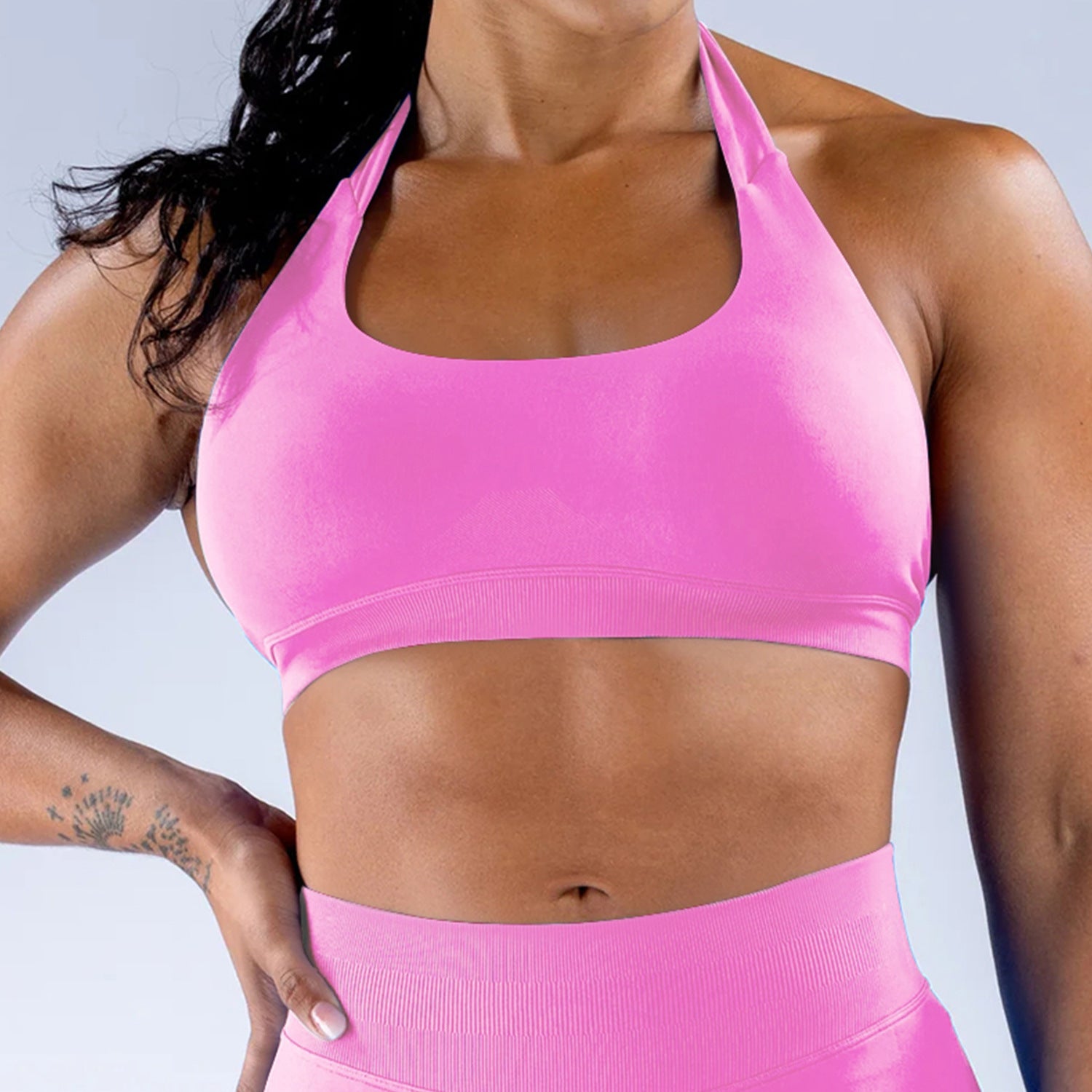 High Elastic Ultra-fine Matte Nylon Halter Beauty Back Seamless Sports Bra