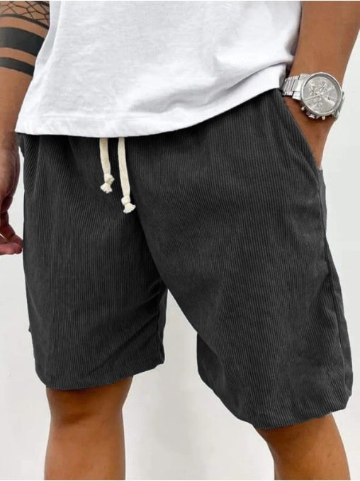 Men's Corduroy Shorts With Drawstring Fashion Casual Pockets Pants Summer - Your Shopify