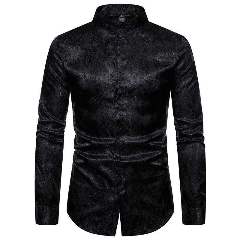 Men's New Cashew Flower High-end Lapel Long-sleeved Shirt - Your Shopify