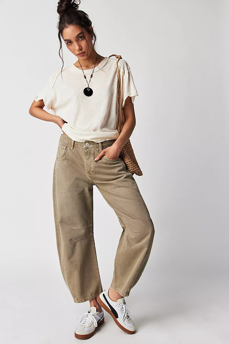 High Stretch Mid-Rise Barrel Jeans Fashion Wide Leg Shape Women Casual Baggy Mid Waist Denim Jeans - Your Shopify