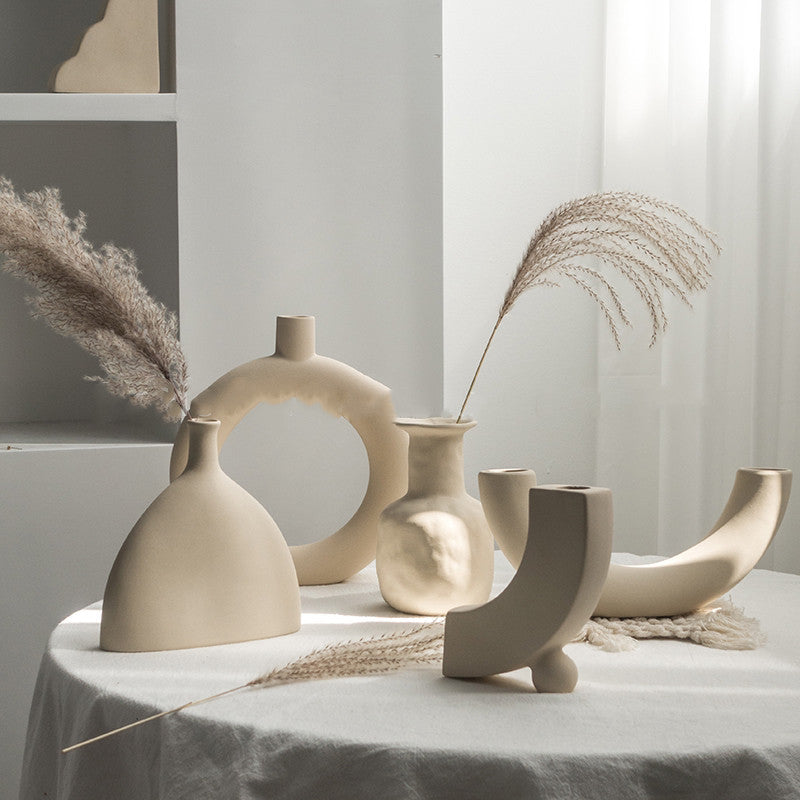 Simplicity Ceramic Vase Dry Flower Arrangement Home Decoration Ornament Living Room Display Art Vases - Your Shopify