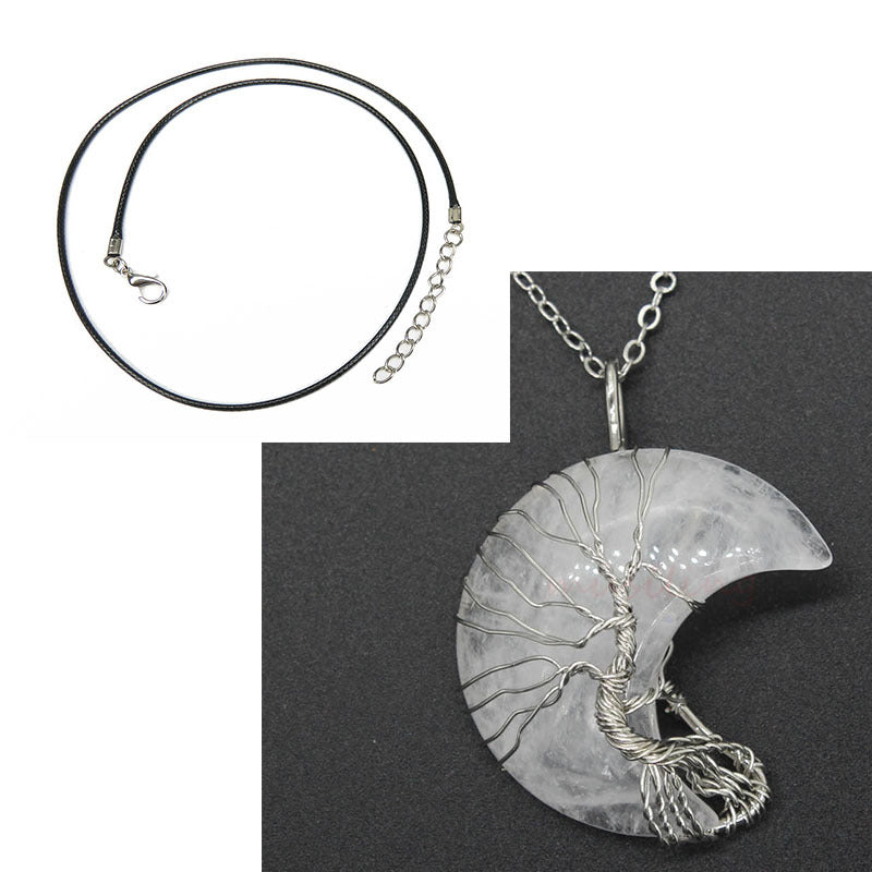 Natural Crystal Moon Pendant - Your Shopify