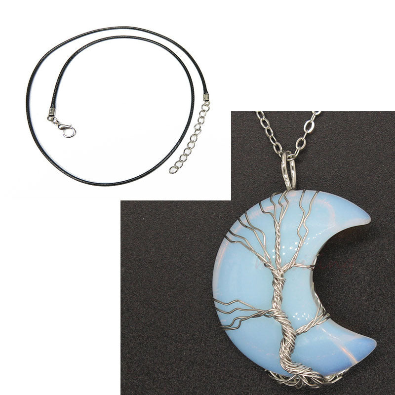 Natural Crystal Moon Pendant - Your Shopify