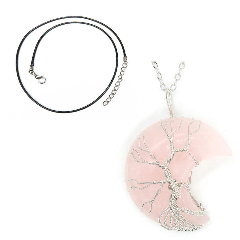 Natural Crystal Moon Pendant - Your Shopify