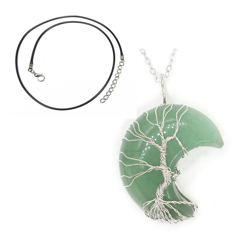 Natural Crystal Moon Pendant - Your Shopify
