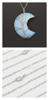Natural Crystal Moon Pendant - Your Shopify