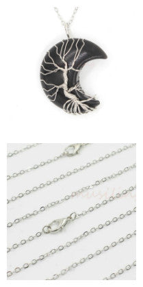 Natural Crystal Moon Pendant - Your Shopify