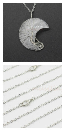 Natural Crystal Moon Pendant - Your Shopify
