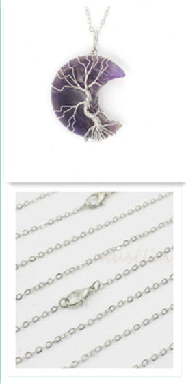 Natural Crystal Moon Pendant - Your Shopify