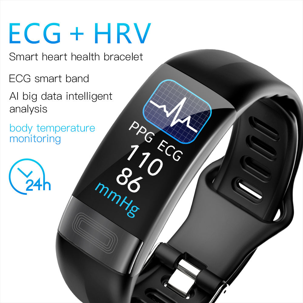 Body Temperature Smart Bracelet ECG Heart Rate Blood Pressure Blood Oxygen Health Test Sleep Exercise Waterproof - Your Shopify