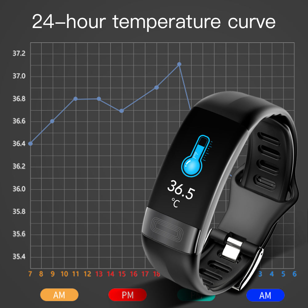Body Temperature Smart Bracelet ECG Heart Rate Blood Pressure Blood Oxygen Health Test Sleep Exercise Waterproof - Your Shopify