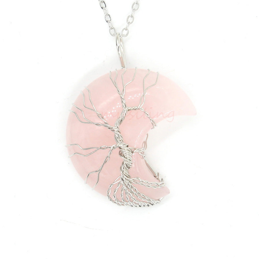 Natural Crystal Moon Pendant - Your Shopify