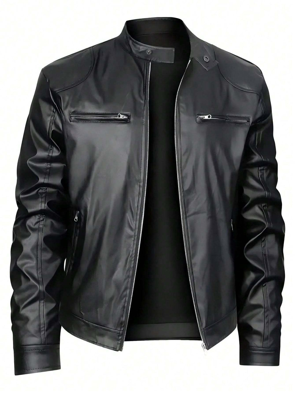 Men's Stand-up Collar Leather Jacket Business Casual Jacket - Your Shopify