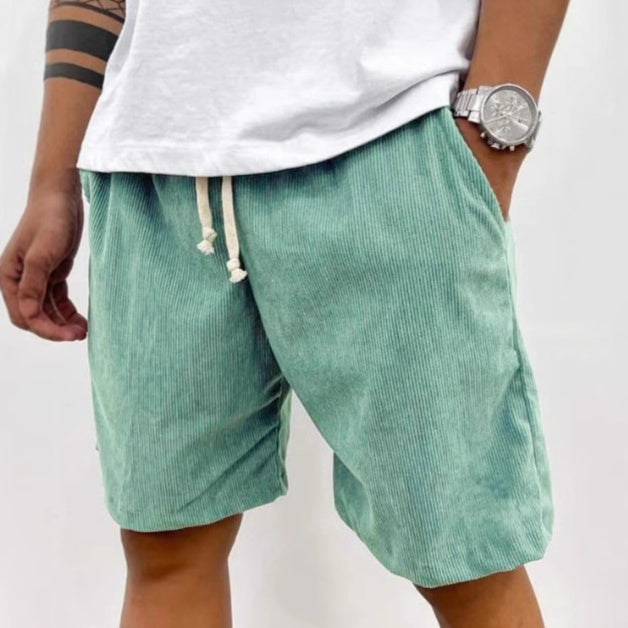 Men's Corduroy Shorts With Drawstring Fashion Casual Pockets Pants Summer - Your Shopify