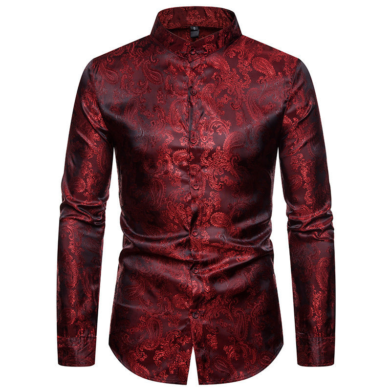 Men's New Cashew Flower High-end Lapel Long-sleeved Shirt - Your Shopify