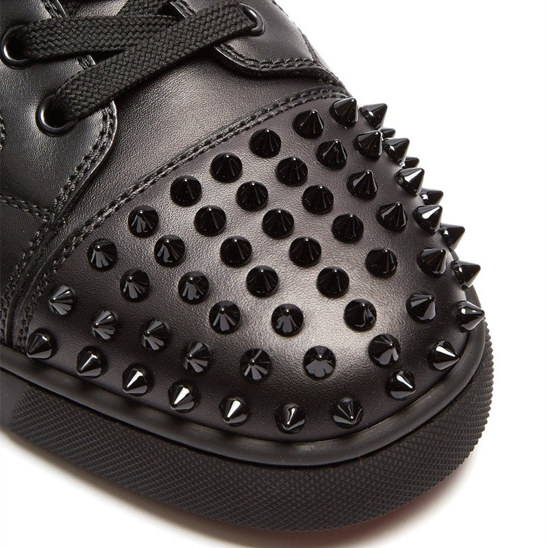 Casual Lace-Up Studded Leather Flat Shoes