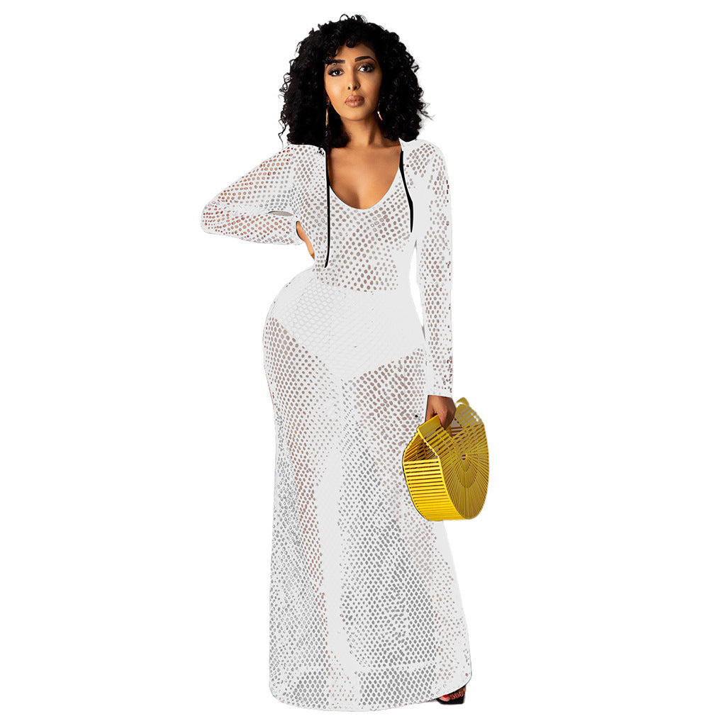 Hollowed Cover Long Skirt Bikini Swimwear Cover-up - Your Shopify