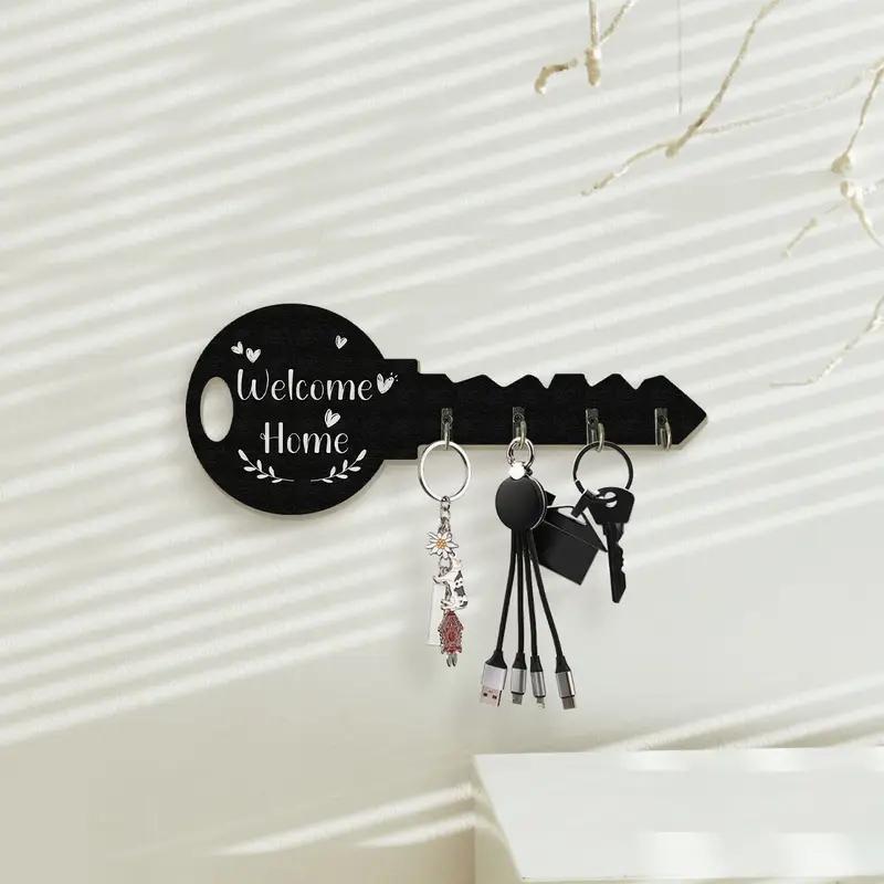 1pcs Vintage Wooden Key Shaped Key Hook Wall Decorative Hook Housewarming Gift Rustic Style Home Decor Halloween Thanksgiving Christmas Decoration