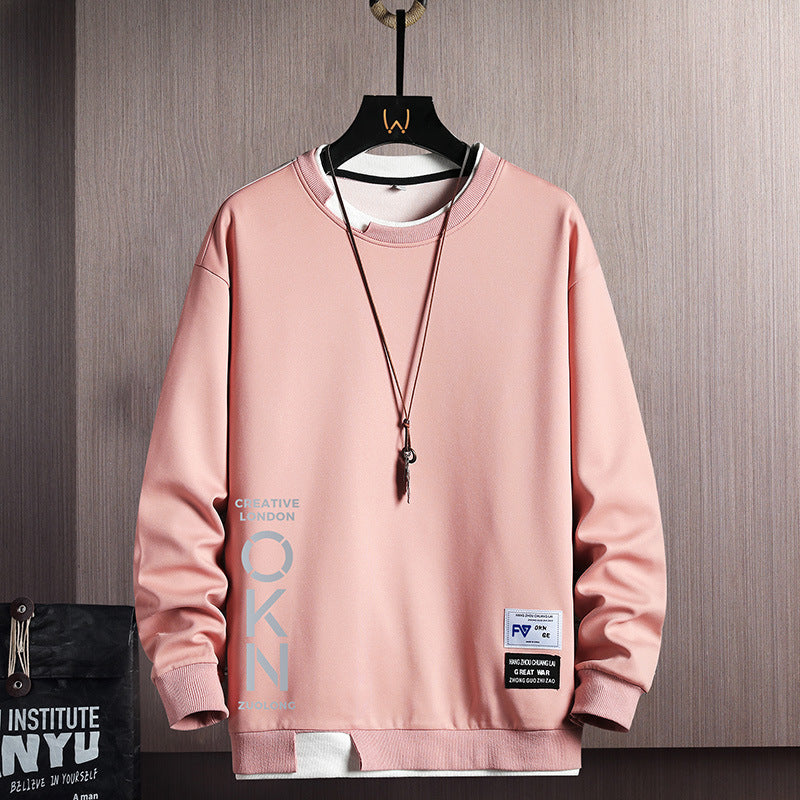 New Mens Casual Sweatshirts Hoodie Fake Two Pieces Letter Print - Your Shopify
