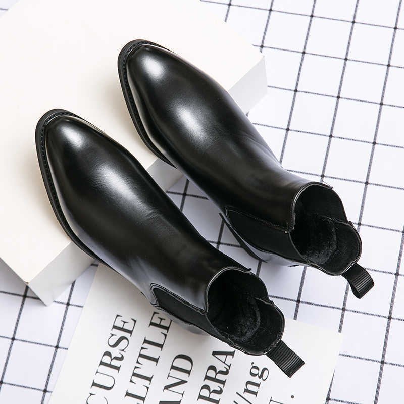 High-top Leather Shoes Men's Pointed Chelsea Booties - Your Shopify