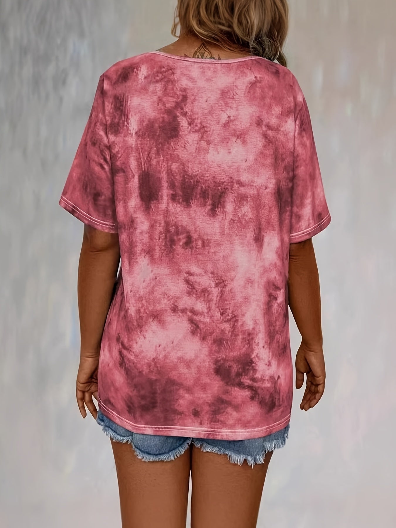Self-pick-up Women's Tie Dye Printed Drawstring Casual Fashion Short Sleeve T-Shirt Only Self-pickup Is Supported