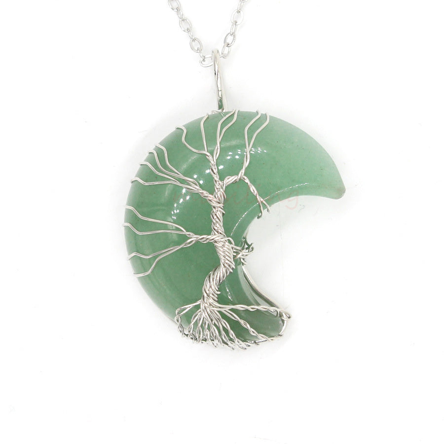 Natural Crystal Moon Pendant - Your Shopify