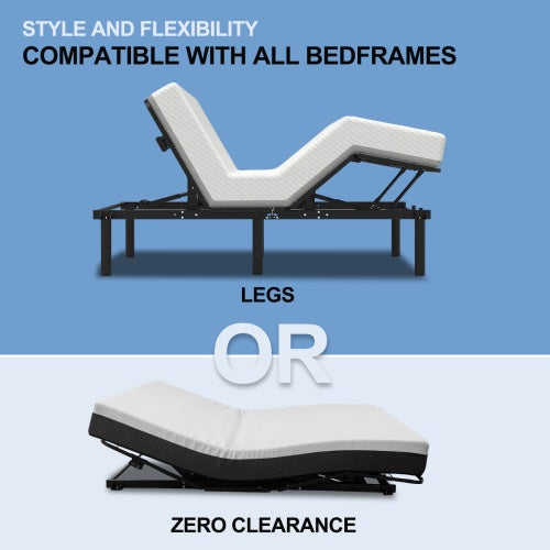 Zero Clearance Adjustable Bed Base Frame Head And Foot Incline Quiet Motor Queen Size Zero Gravity, Dual USB A C Ports - Your Shopify