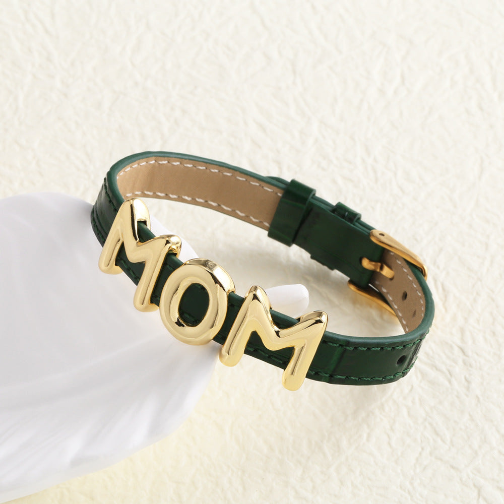 Cowhide Watch Strap Letter Mama Mother's Day Bracelet