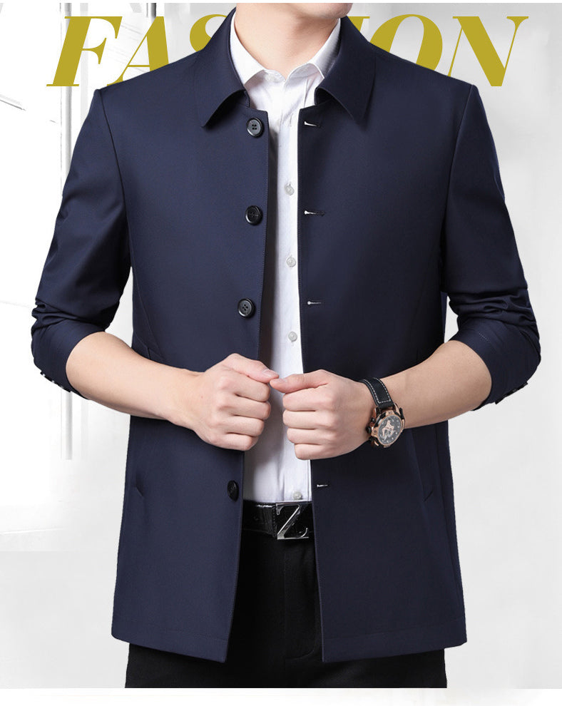 Casual Business Lapel Windbreak Jackets Men Coats New Brand Top Quality Spring Men's Trench Coat Solid Color Mid-length Jacket