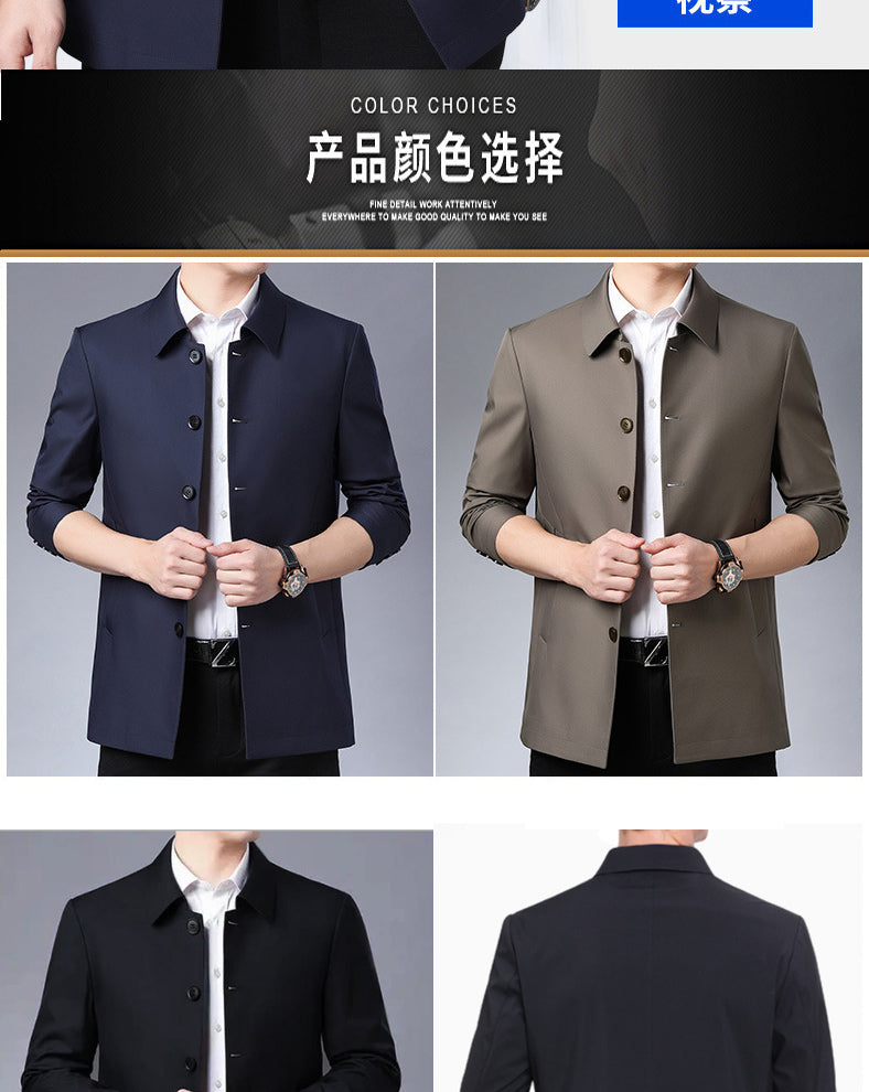 Casual Business Lapel Windbreak Jackets Men Coats New Brand Top Quality Spring Men's Trench Coat Solid Color Mid-length Jacket