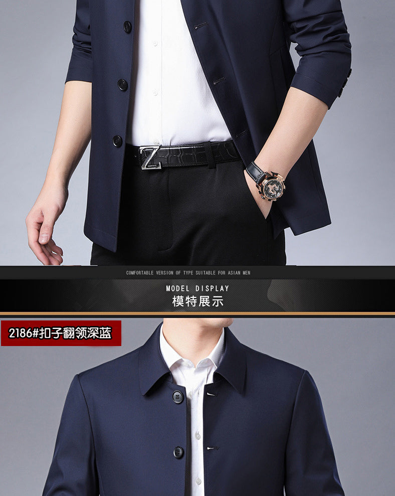 Casual Business Lapel Windbreak Jackets Men Coats New Brand Top Quality Spring Men's Trench Coat Solid Color Mid-length Jacket