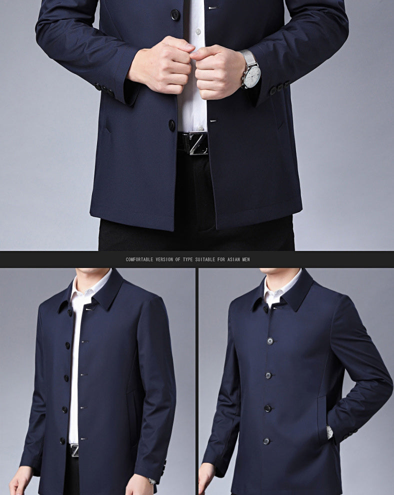 Casual Business Lapel Windbreak Jackets Men Coats New Brand Top Quality Spring Men's Trench Coat Solid Color Mid-length Jacket