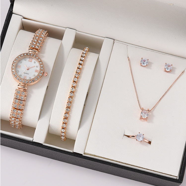 Ladies Alloy Quartz Watch Accessory Set Combination