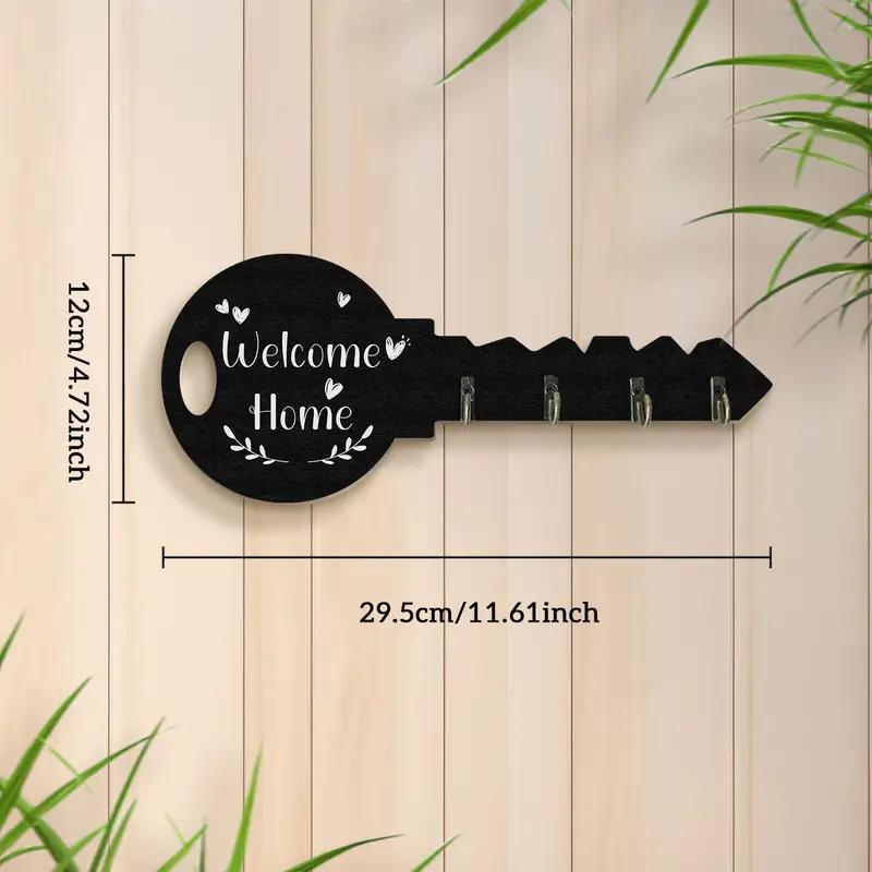 1pcs Vintage Wooden Key Shaped Key Hook Wall Decorative Hook Housewarming Gift Rustic Style Home Decor Halloween Thanksgiving Christmas Decoration
