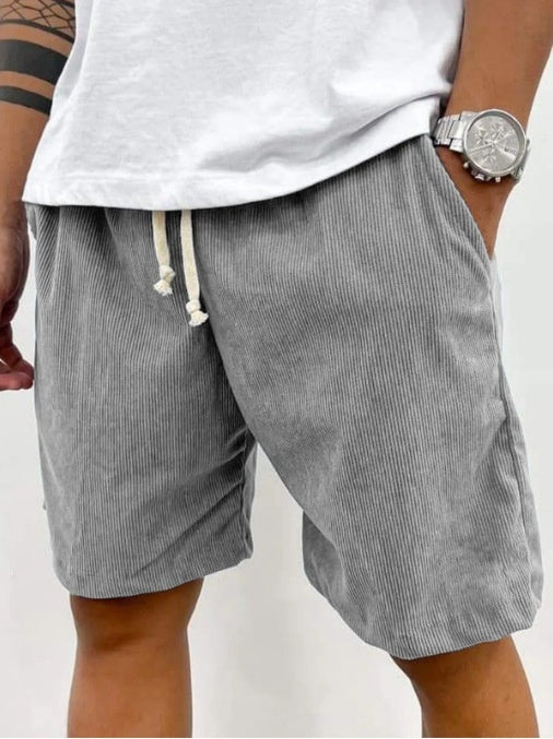 Men's Corduroy Shorts With Drawstring Fashion Casual Pockets Pants Summer - Your Shopify