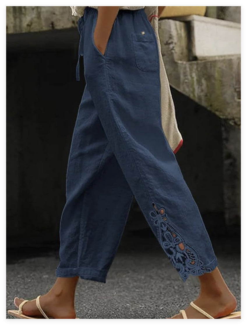 Women's Casual Pants Baggy Straight Trousers - Your Shopify