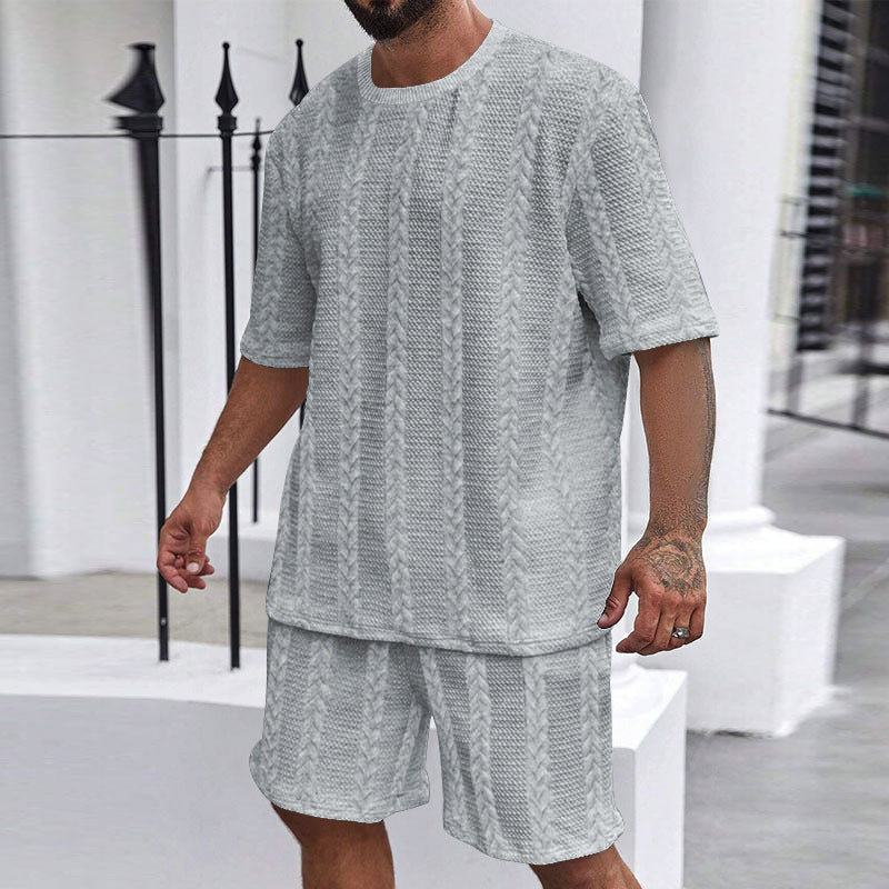 Men's Wheat Grain Tassel Type Comfortable 2-piece Set Knitting Suit