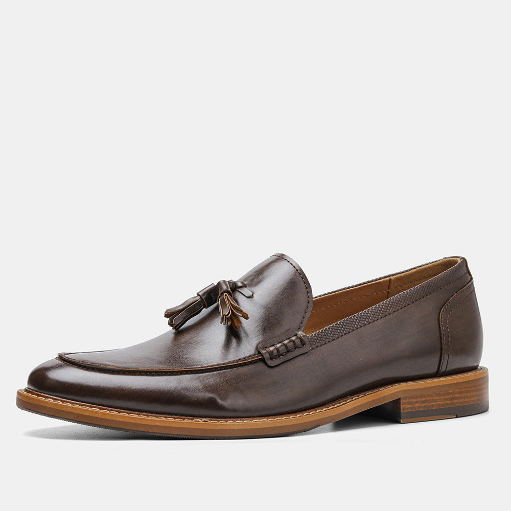 American Size Wood Grain Tassel Foreign Trade Formal Shoes Loafers Slip-on - Your Shopify