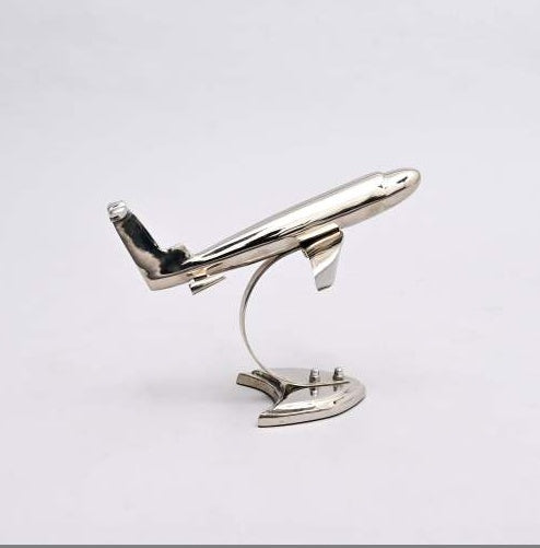 Decorative Retro Aluminum Airplane Sculpture   Nickel-Finished Table Accent  On-Site - Your Shopify