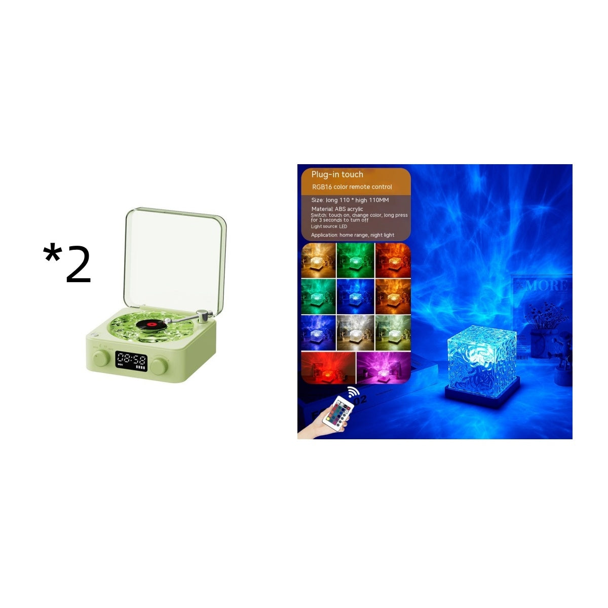 Retro Turntable Speaker Wireless Bluetooth-compatible 5.0 Vinyl Record Player Stereo Sound With White Noise RGB Projection Lamp Effect - Your Shopify